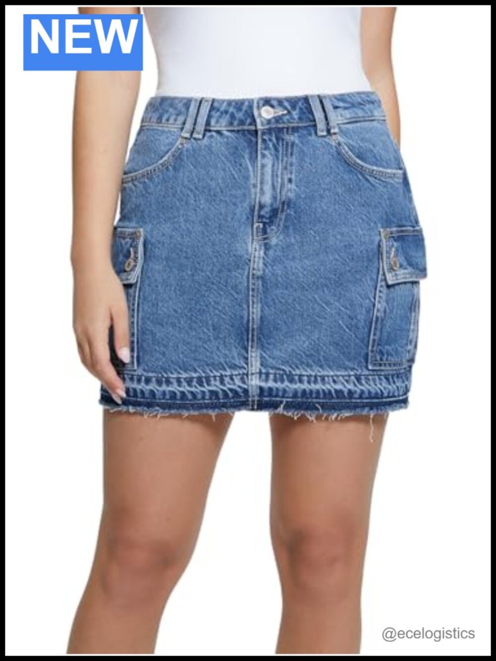 High Rise Cargo Skirt Above Knee Cotton Lyocell Eco-Friendly Zip